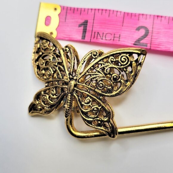 Antique Gold Plated Butterfly Handbag Holder or Handbag Table Hook - Picture 13 of 16